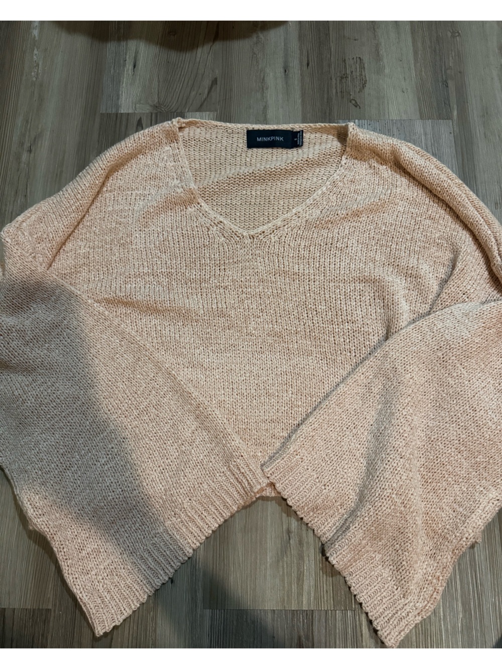MINKPINK Soft Peach V-Neck Knit Sweater